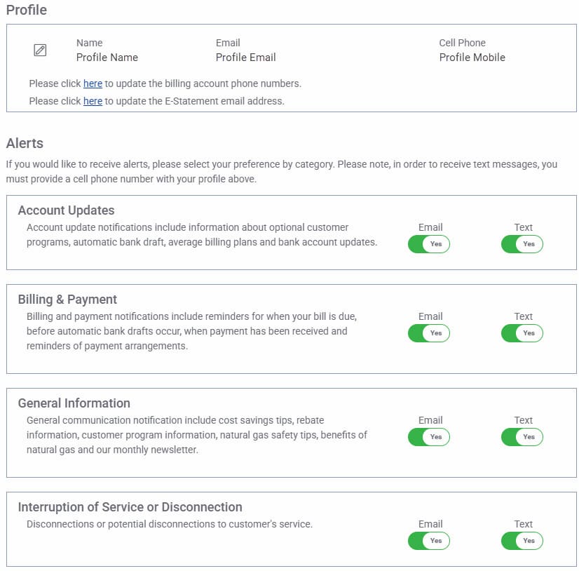 managing contact/communication preferences screenshot